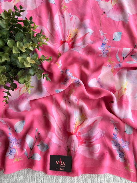 Floral printed georgette saree