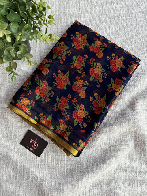 Floral Printed semi chiffon saree