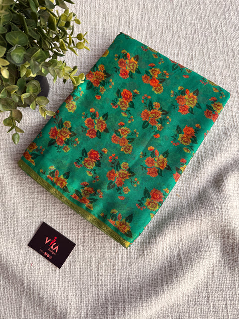 Floral Printed semi chiffon saree