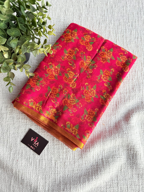 Floral Printed semi chiffon saree
