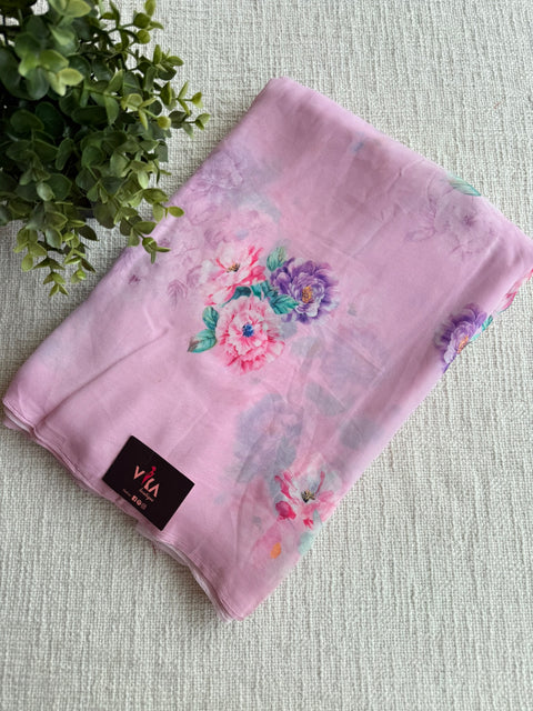Floral printed georgette saree