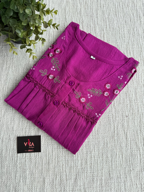 Neck emb Crush cotton nighty-Fantango