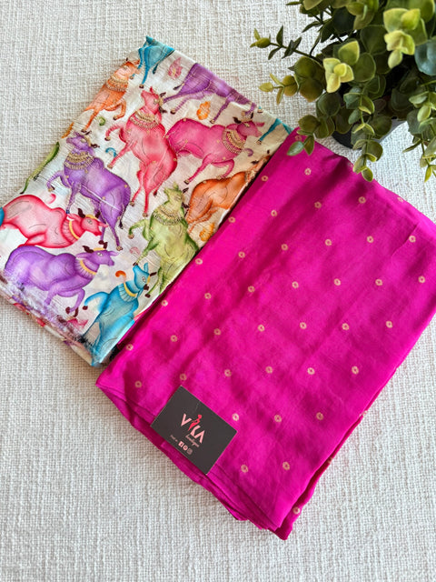 Pichwai blouse with satin crepe saree