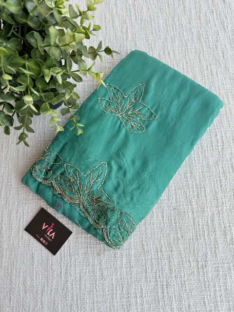 Cut Dhana work plain chiffon saree