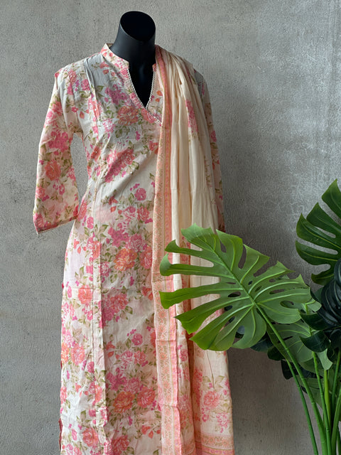 Printed cotton kurti pant set