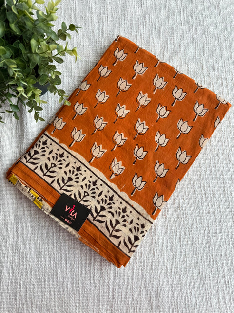 Bagru Printed mul cotton saree