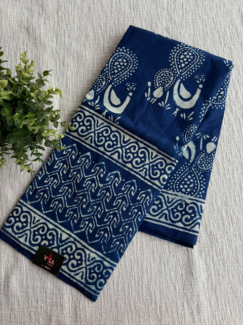Bagru Printed mul cotton saree