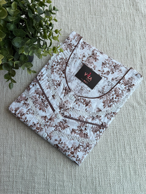 L size printed cotton nighty