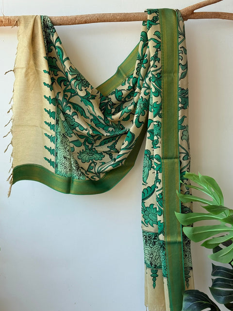 Pen kalamkari silk Dupatta