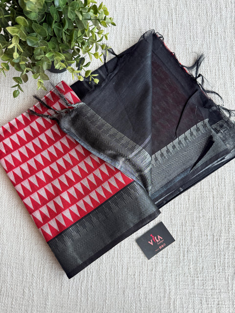 Ajrakh Printed art silk saree