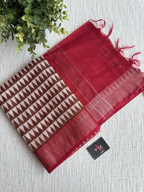 Ajrakh Printed art silk saree