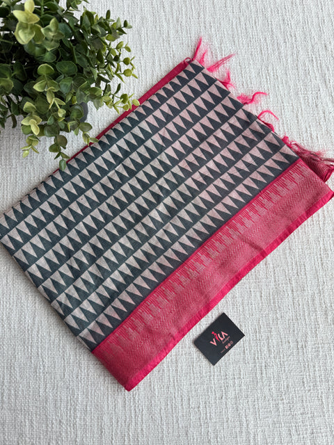 Ajrakh Printed art silk saree