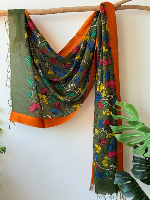 Pen kalamkari silk Dupatta