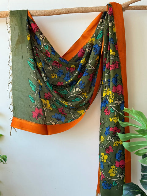 Pen kalamkari silk Dupatta