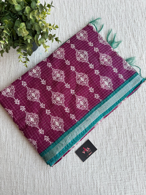 Ajrakh Printed art silk saree