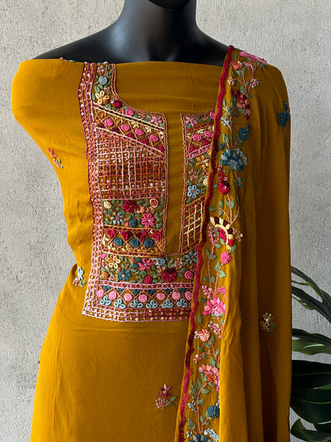 Hand Embroidered georgette salwar material