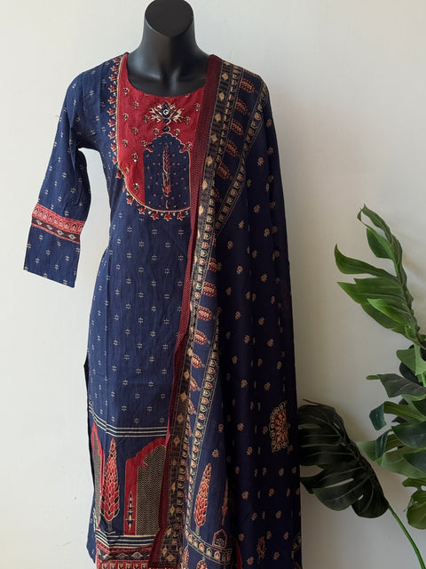 Printed cotton kurta pant set