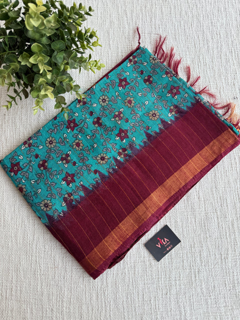 Ajrakh Printed art silk saree