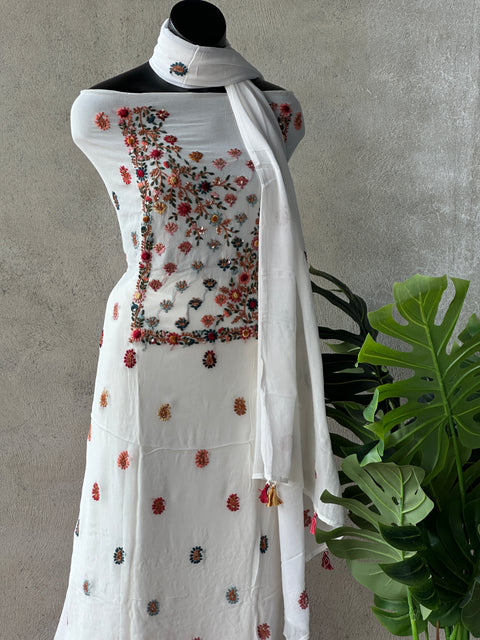 Hand Embroidered georgette salwar material