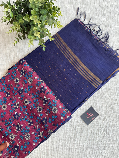 Ajrakh Printed art silk saree