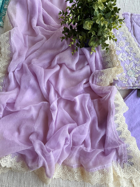 Lavender Emb Kota salwar suit material