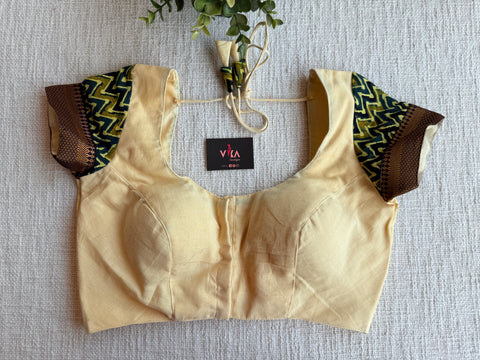 Off white ajrakh short sleeve blouse