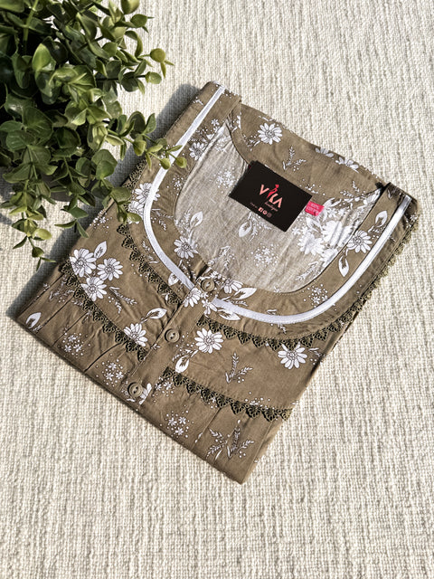 L size printed cotton nighty