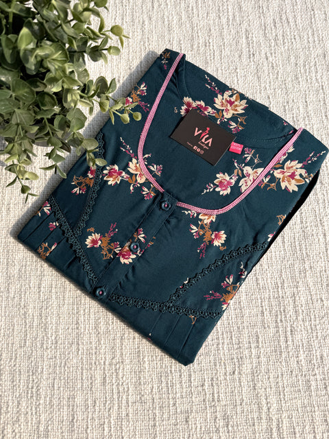 L size printed cotton nighty