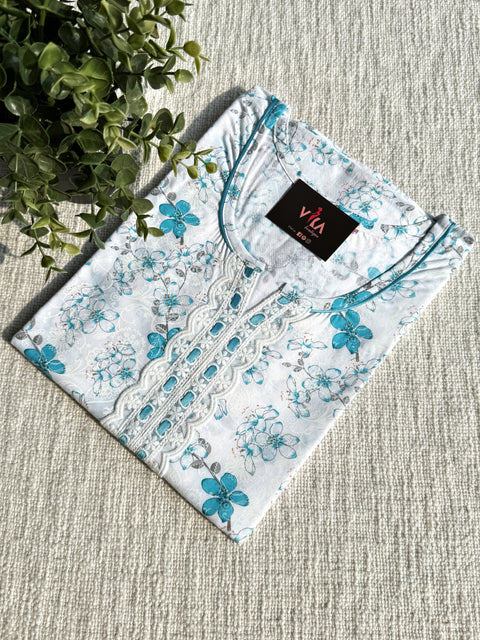 L size printed cotton nighty