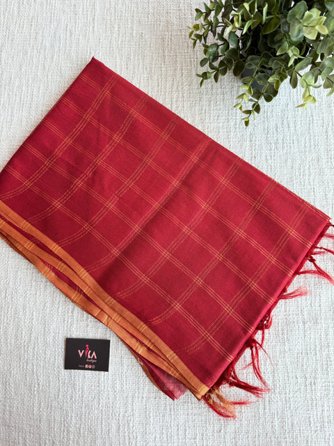 Checked Art silk saree with blouse