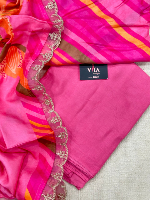Pink printed muslin salwar suit material