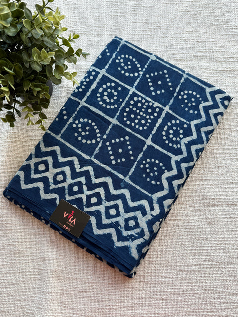 Bagru Printed mul cotton saree