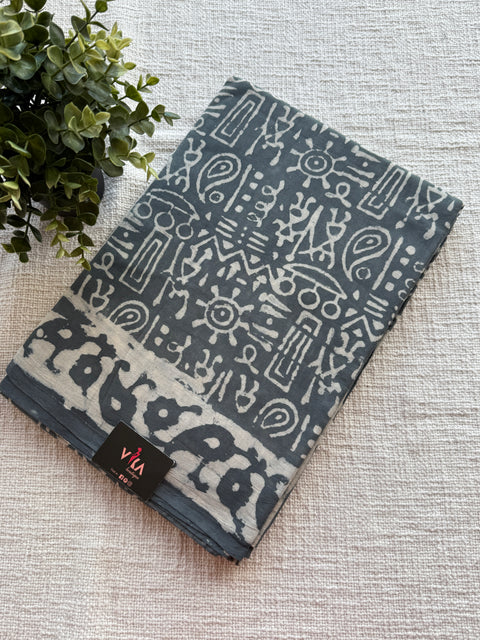 Bagru Printed mul cotton saree