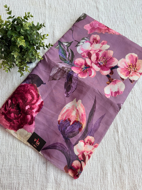 Digital printed semi Tussar satin saree