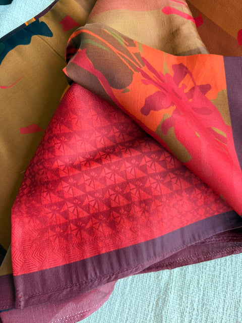 Digital printed semi Tussar satin saree