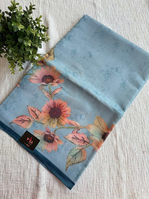 Digital printed semi Tussar satin saree