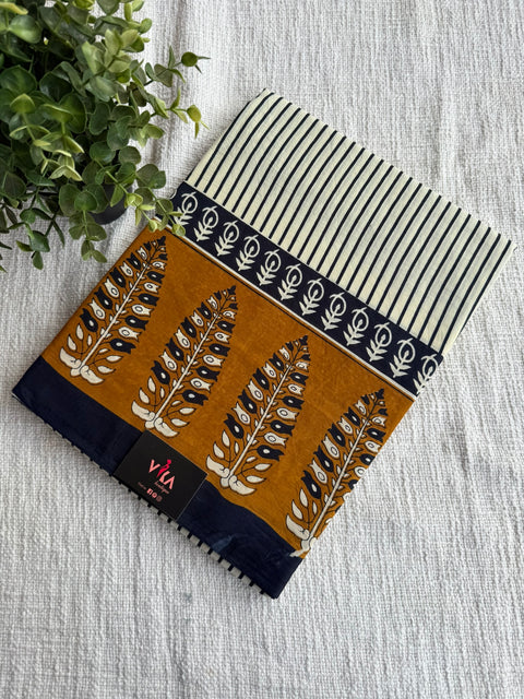 Bagru Printed mul cotton saree