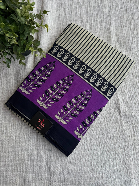 Bagru Printed mul cotton saree
