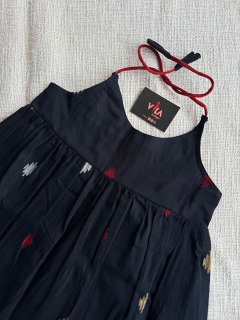 Black Jamdani cotton kids frock