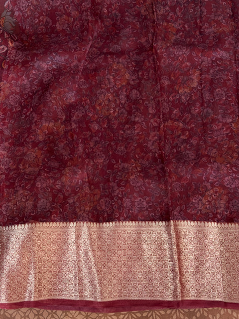 Floral printed pure Organza silk saree