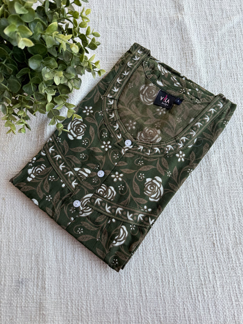 L size printed cotton nighty