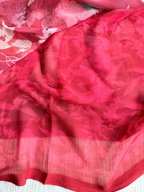 Floral printed georgette saree