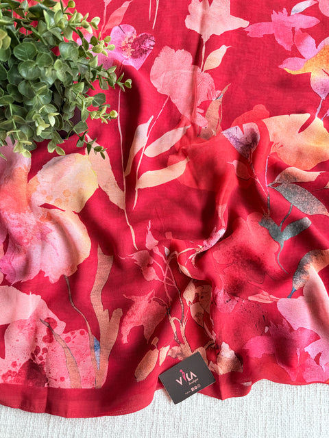 Floral printed georgette saree