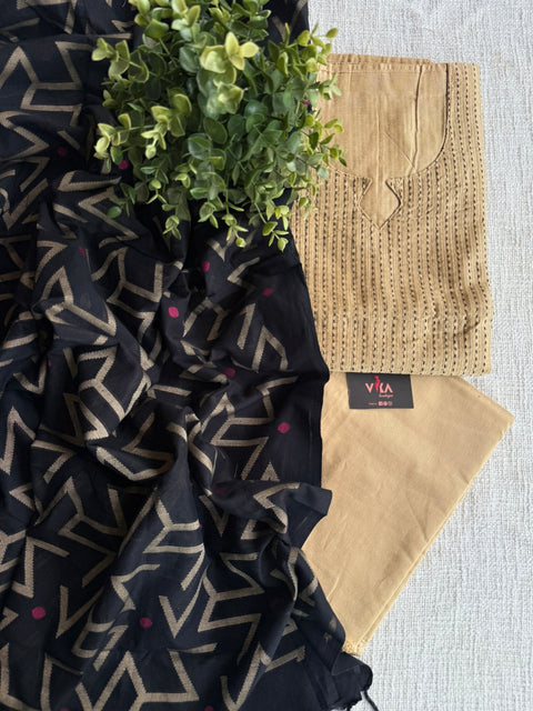 Kantha work silk cotton salwar material