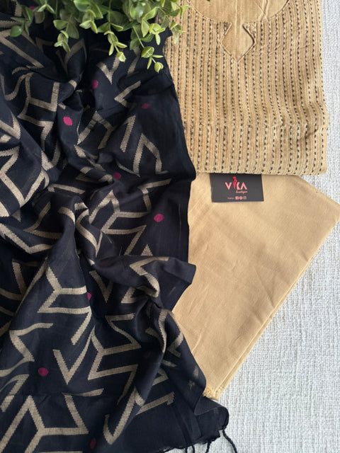 Kantha work silk cotton salwar material