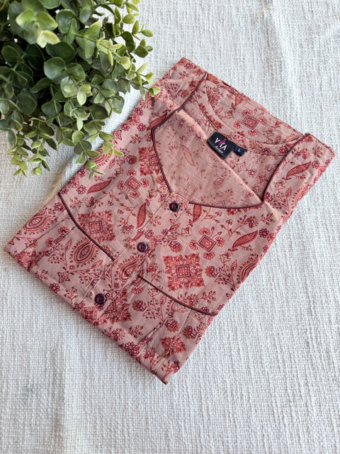L size printed cotton nighty