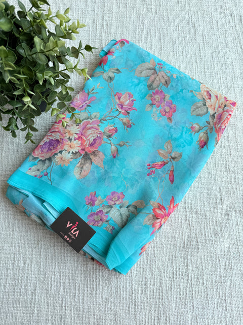 Floral printed georgette saree