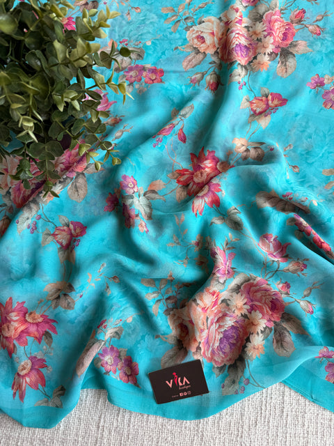 Floral printed georgette saree