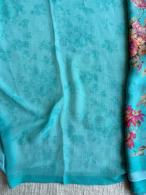 Floral printed georgette saree
