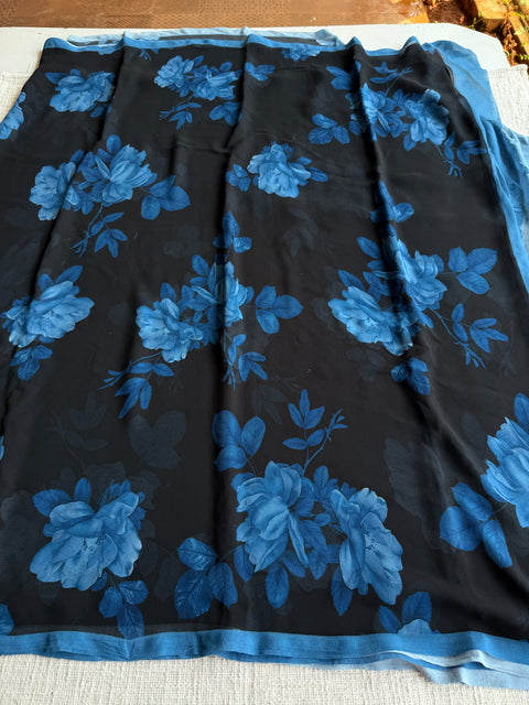 Floral printed georgette saree